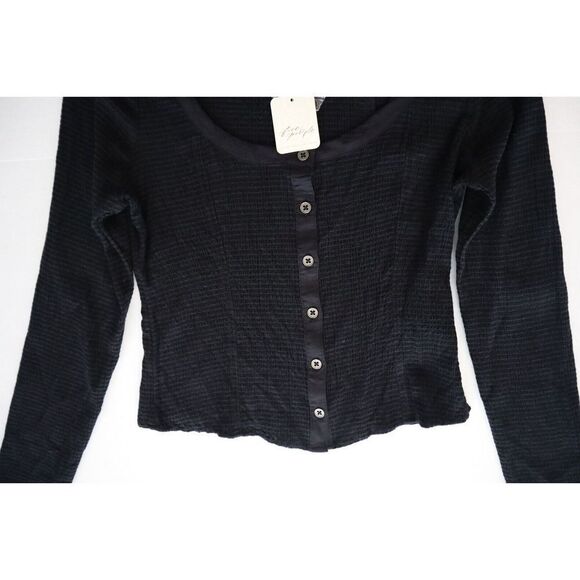 Free People OB1448856 Women's Sz XS Black Time With You Long Sleeve Top - Picture 5 of 7